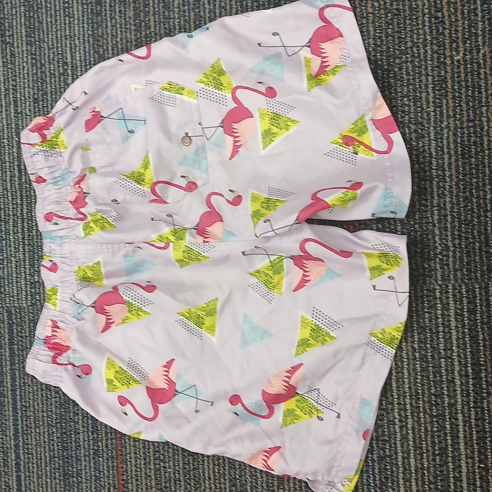 George Men’s SM(28-30) Pink Fun Flamingo Drawstring Lined Swim Trunks - Picture 5 of 7